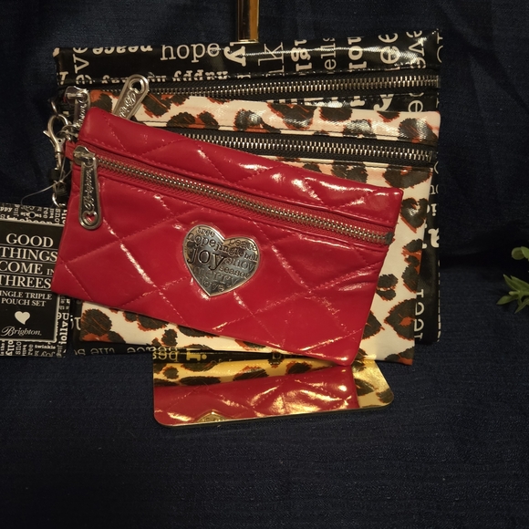 Brighton Jingle Triple Pouch Set 3-in-1 Wristlet Leopard Red NWT - Picture 8 of 14
